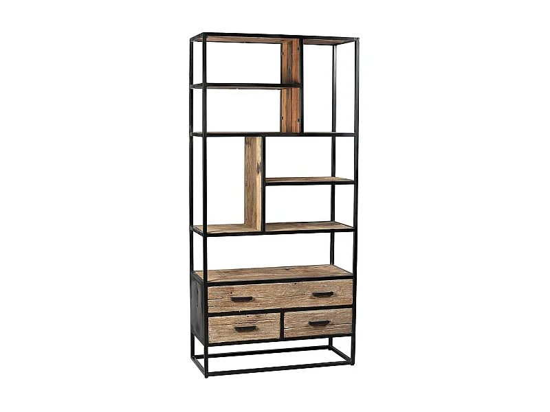 TANETOA - Etagère 3 Tiroirs en Teck Recyclé et Métal