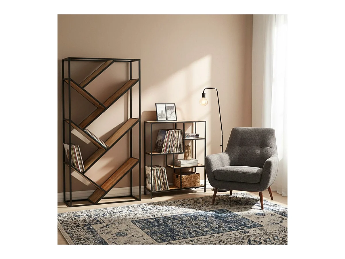 VARUA - Etagère en Manguier Massif Tablettes en Diagonale