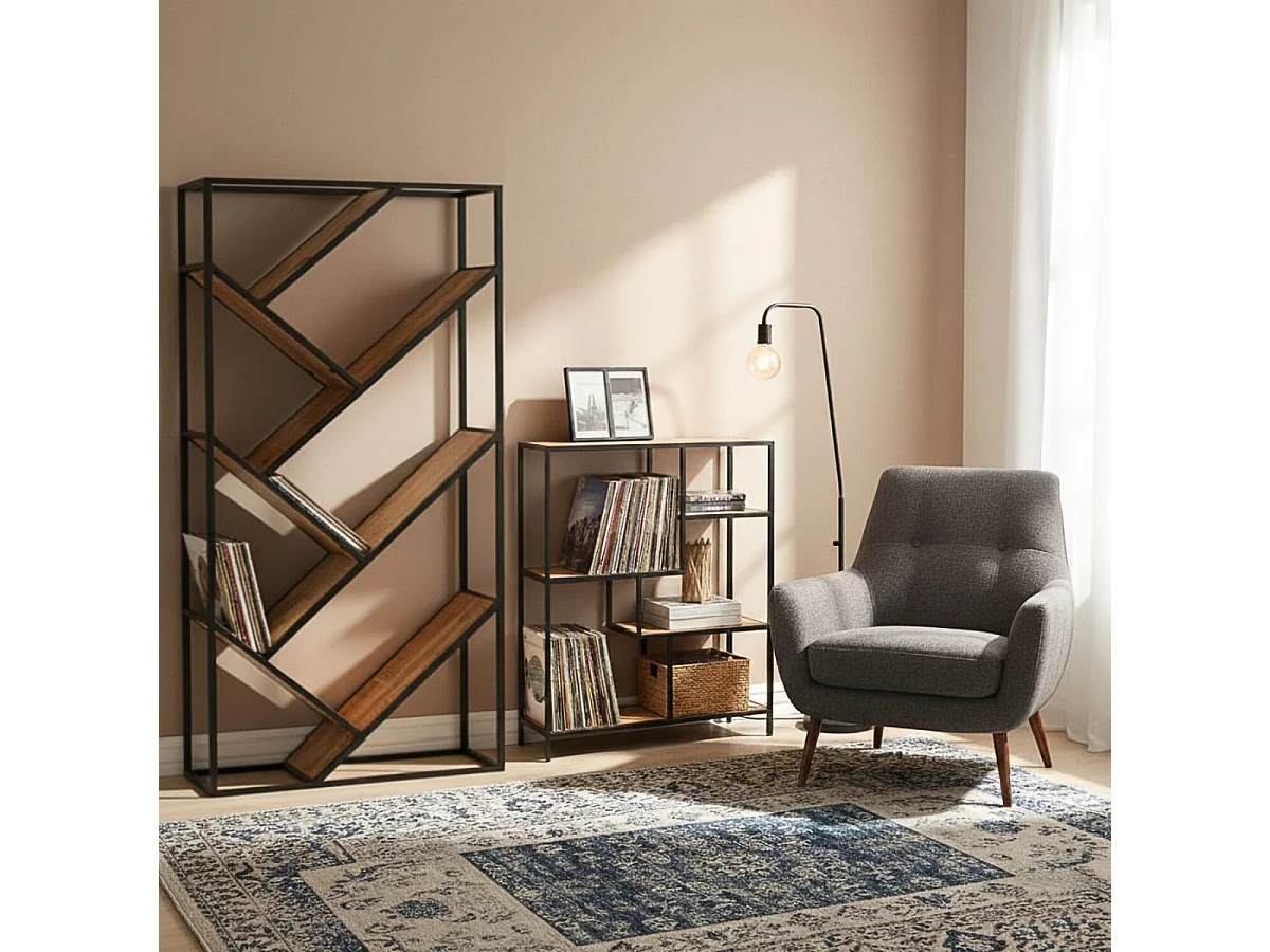 VARUA - Etagère en Manguier Massif Tablettes en Diagonale