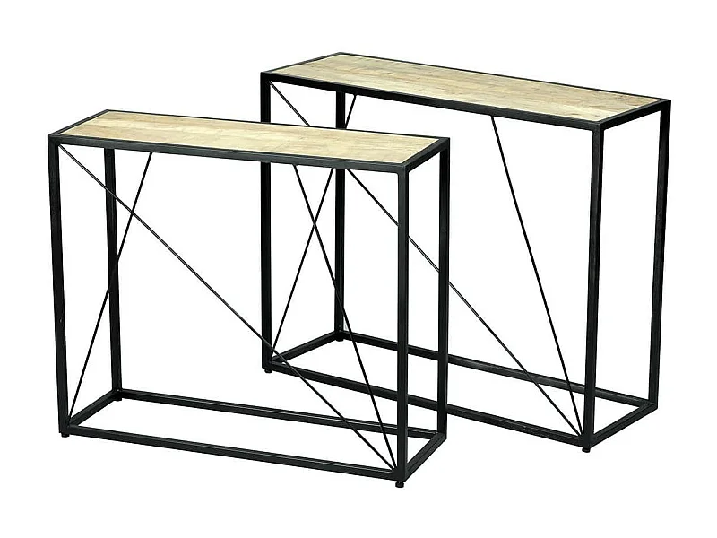 VARUA - Lot de 2 Consoles Gigognes en Manguier Massif