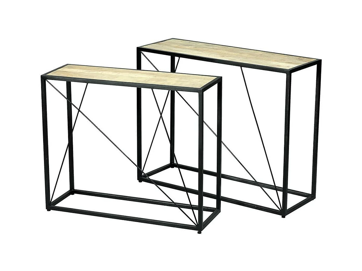 VARUA - Lot de 2 Consoles Gigognes en Manguier Massif