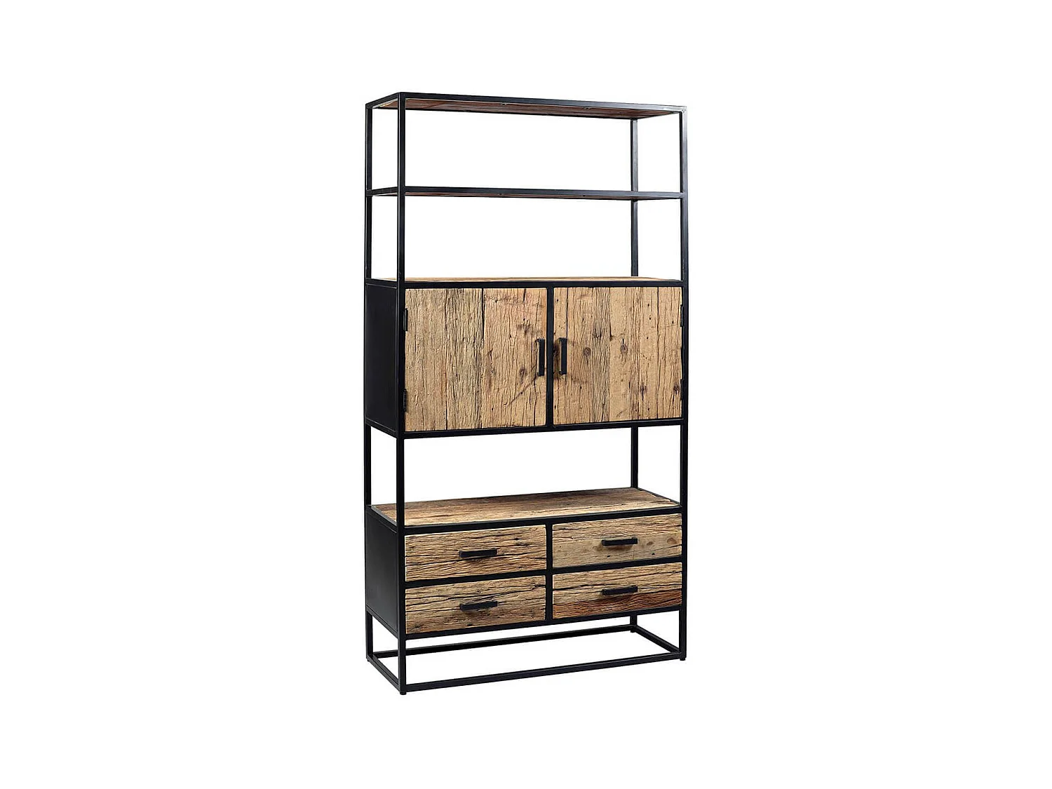 TANETOA - Vaisselier 2 Portes 4 Tiroirs en Teck Recyclé