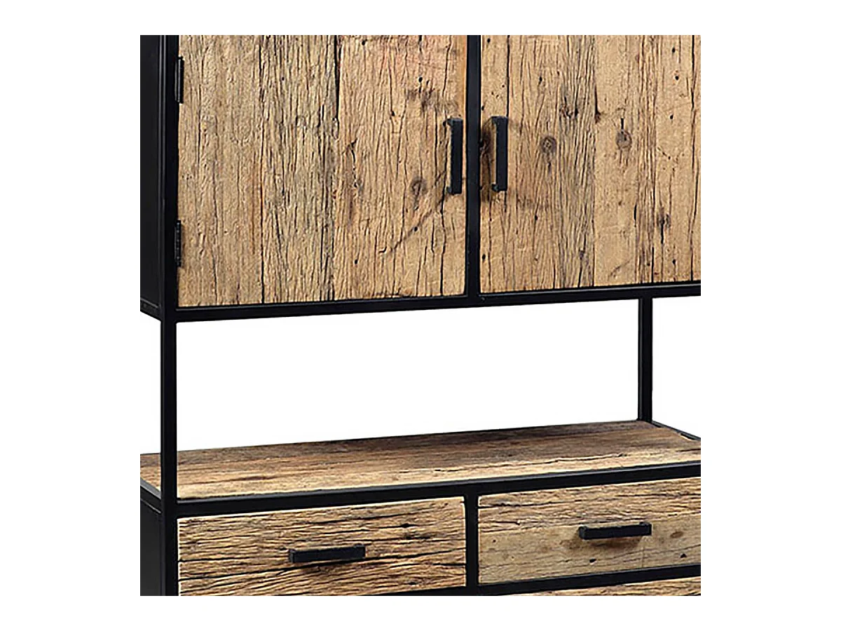 TANETOA - Vaisselier 2 Portes 4 Tiroirs en Teck Recyclé