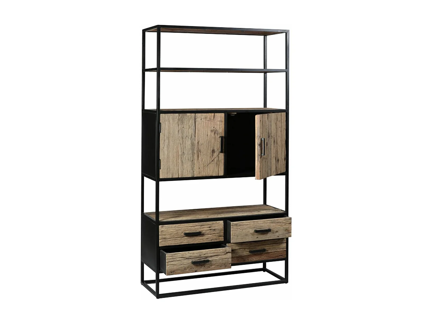 TANETOA - Vaisselier 2 Portes 4 Tiroirs en Teck Recyclé