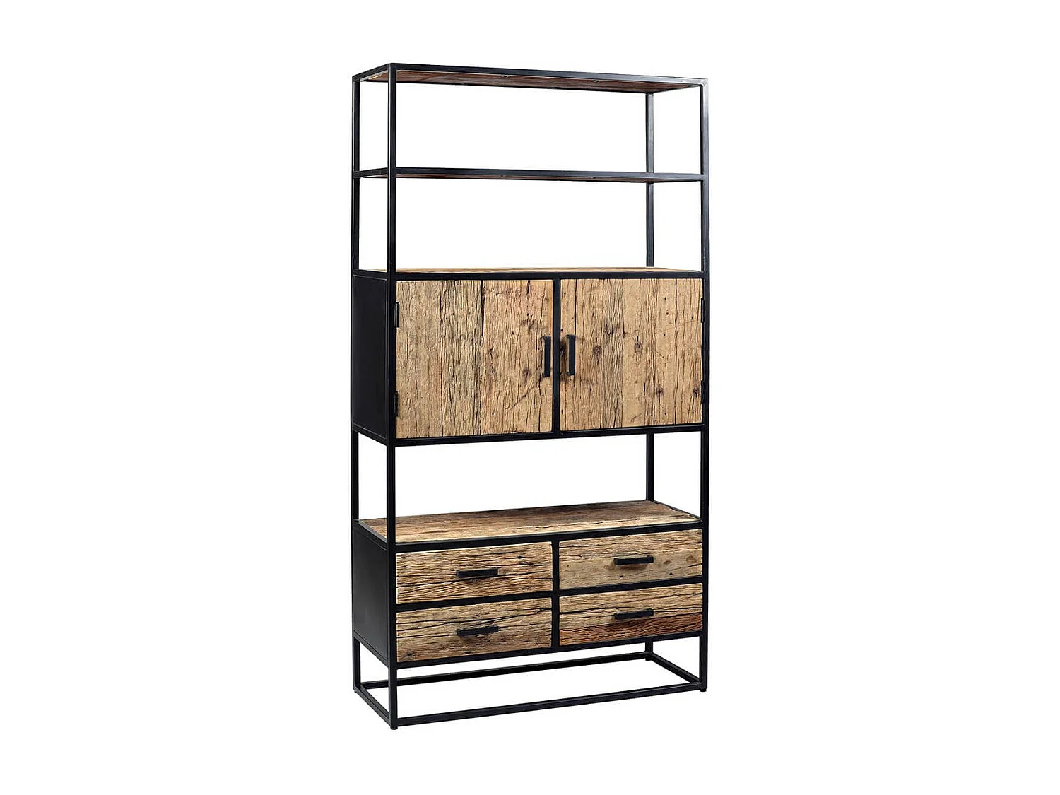 TANETOA - Vaisselier 2 Portes 4 Tiroirs en Teck Recyclé