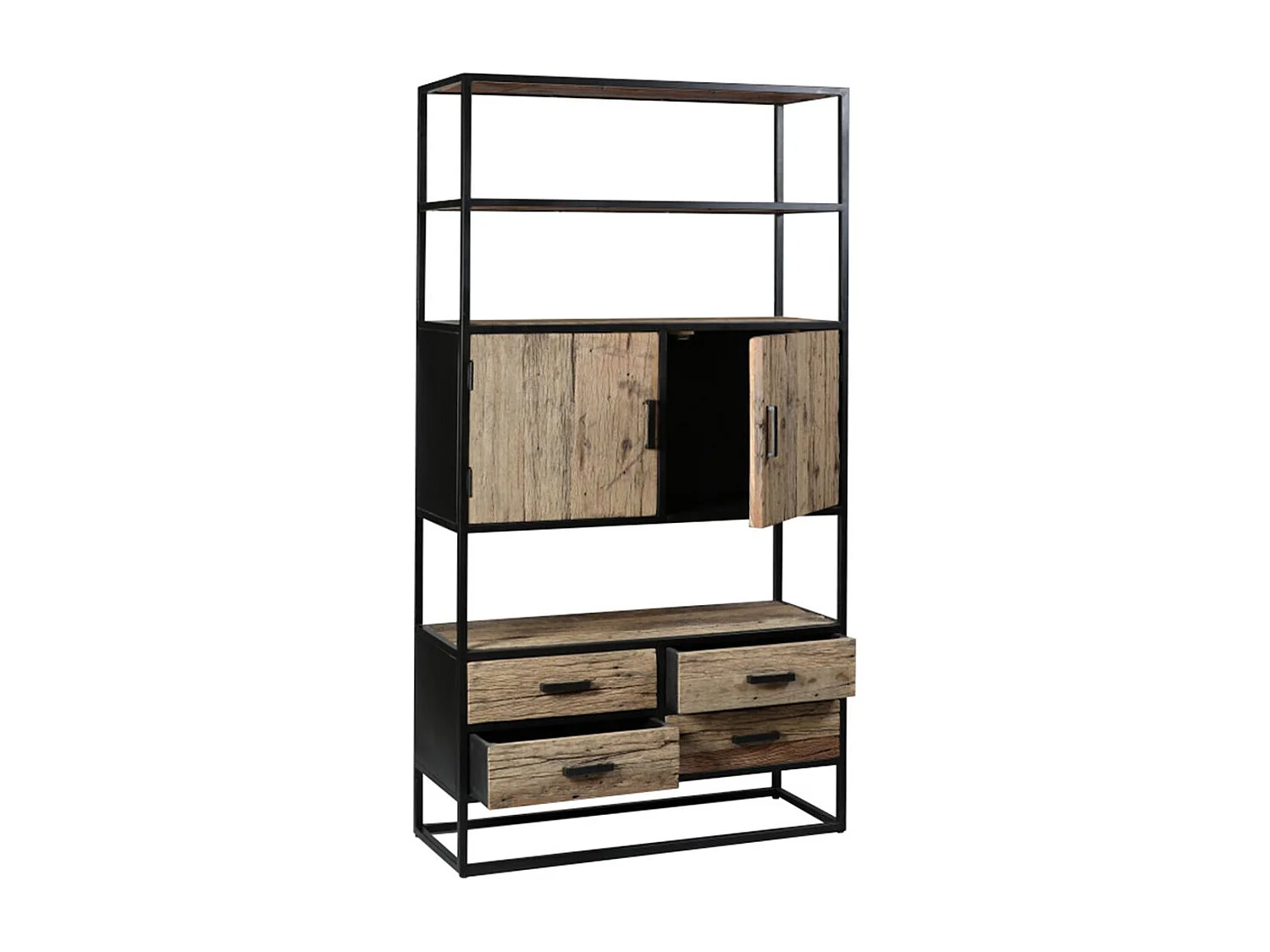 TANETOA - Vaisselier 2 Portes 4 Tiroirs en Teck Recyclé