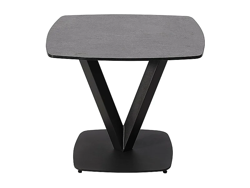 KARU - Table d'Appoint Aspect Céramique Grise Pied Central V