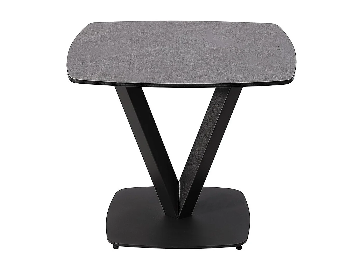KARU - Table d'Appoint Aspect Céramique Grise Pied Central V