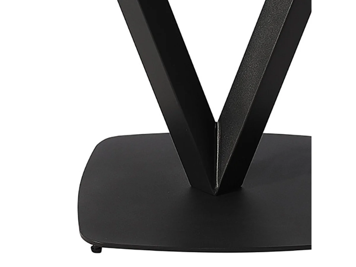 KARU - Table d'Appoint Aspect Céramique Grise Pied Central V