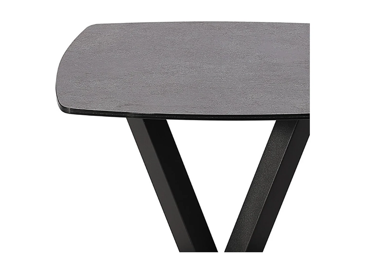 KARU - Table d'Appoint Aspect Céramique Grise Pied Central V