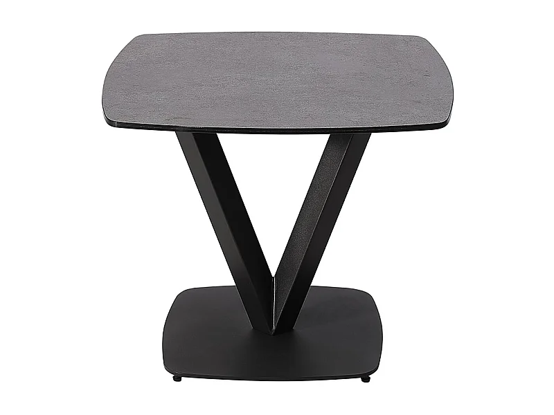 KARU - Table d'Appoint Aspect Céramique Grise Pied Central V