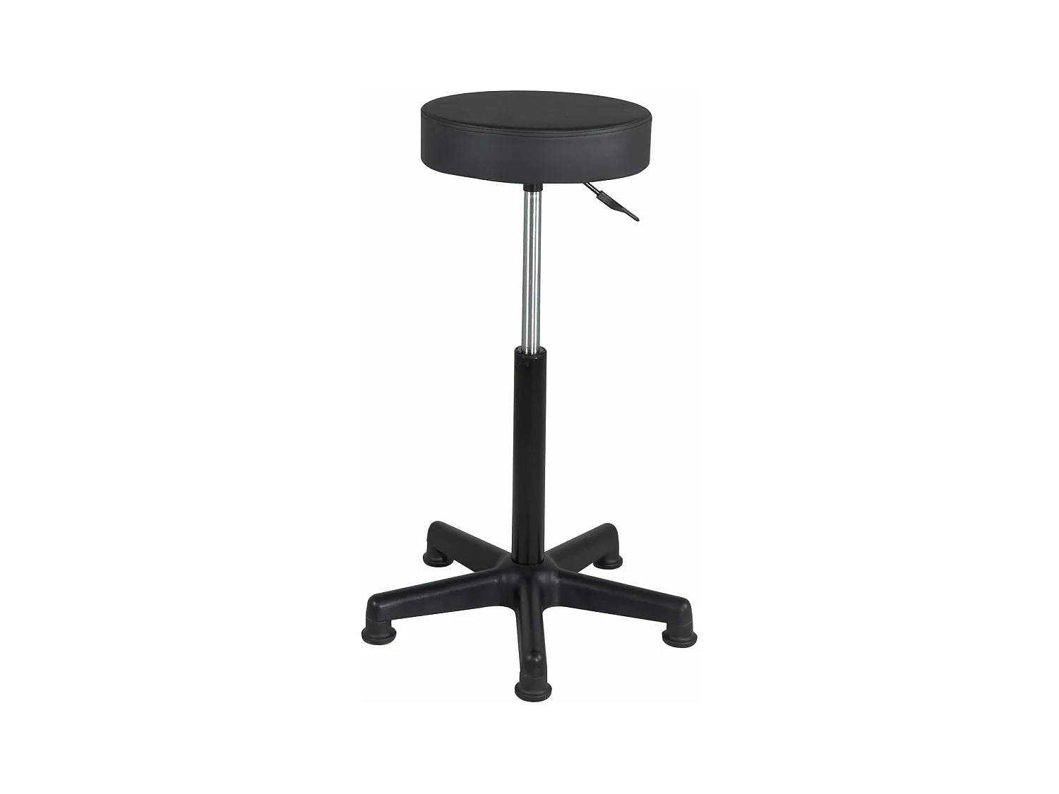 Taburete de trabajo, asiento redondo de cuero sintético acolchado sin respaldo, giratorio, gran altura ajustable de 61 a 81 cm YÉ+ (negro)