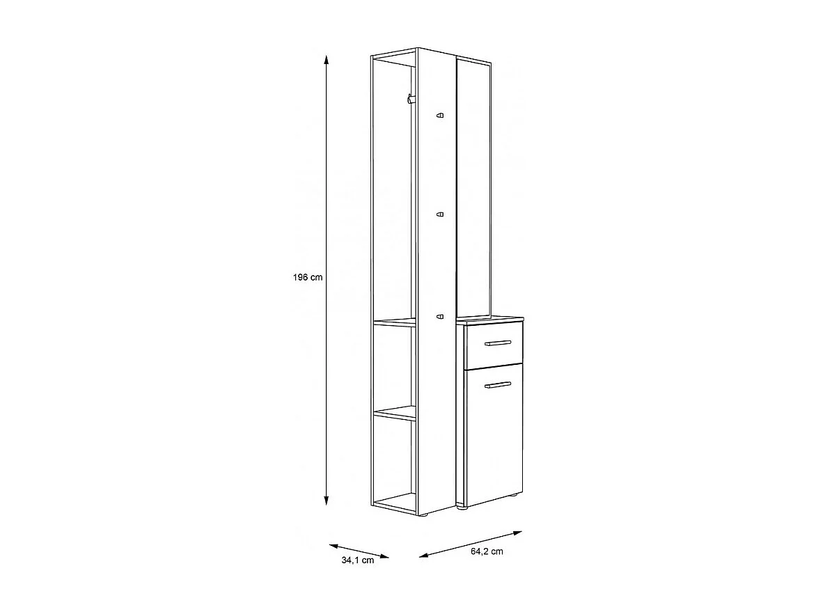 Meuble d'entrée blanc avec miroir et rangements - NINA
