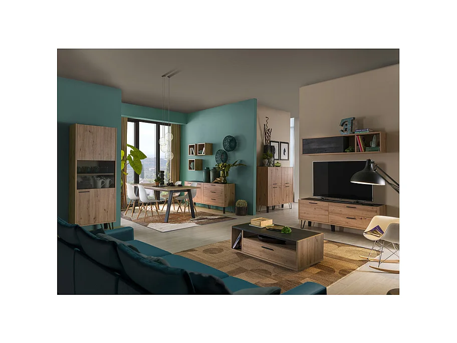 Lot de 3 étagères murales carrées décor chêne clair texturé – MILOS