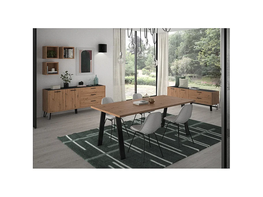 Lot de 3 étagères murales carrées décor chêne clair texturé – MILOS