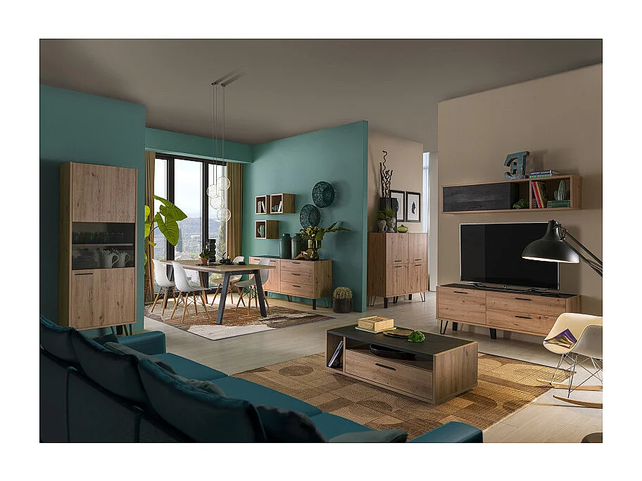 Lot de 3 étagères murales carrées décor chêne clair texturé – MILOS