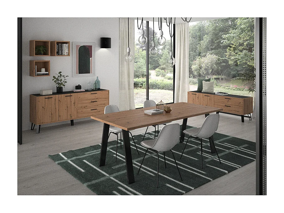 Lot de 3 étagères murales carrées décor chêne clair texturé – MILOS