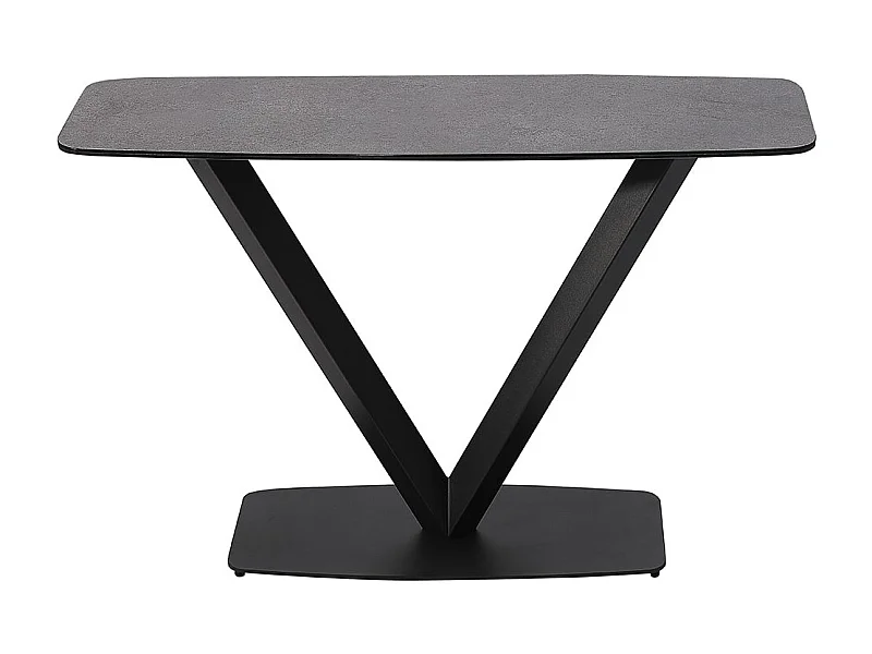 KARU - Console Aspect Céramique Grise Pied Central V