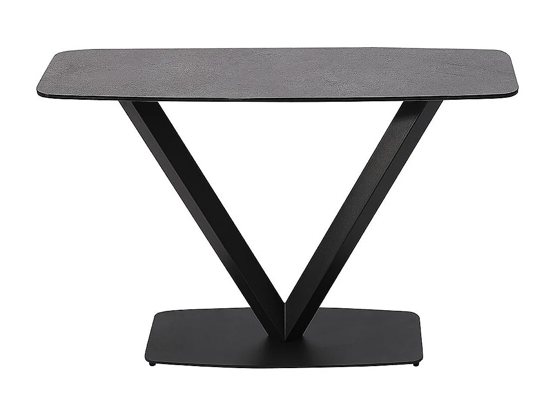 KARU - Console Aspect Céramique Grise Pied Central V