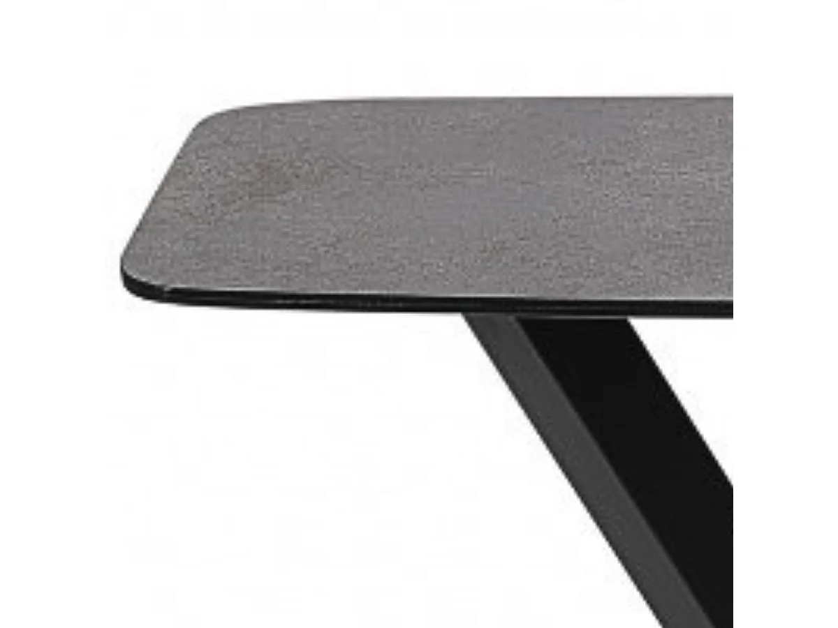 KARU - Console Aspect Céramique Grise Pied Central V