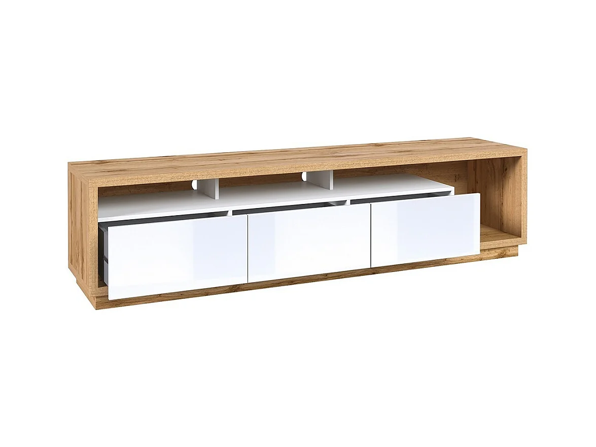 Móvel para TV XL 200cm coleção CLARA. Cor carvalho e branco brilhante.