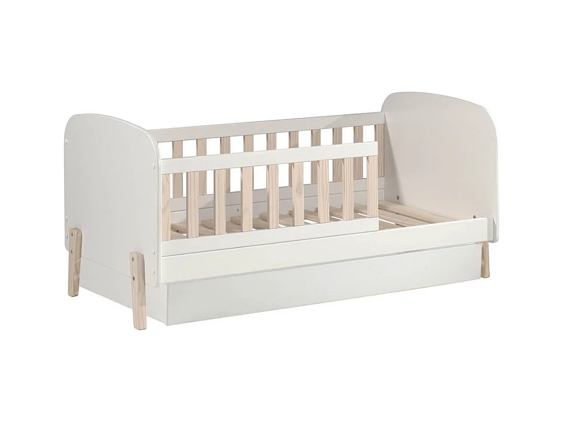 BODHI WHITE - Lit Junior 70x140cm avec Tiroir de Lit