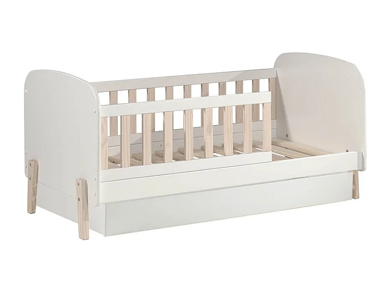 BODHI WHITE - Lit Junior 70x140cm avec Tiroir de Lit