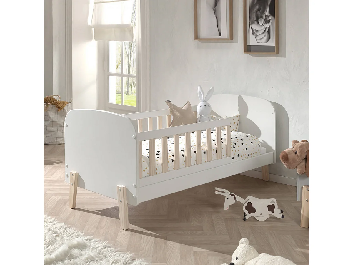 BODHI WHITE - Lit Junior 70x140cm Blanc avec Barrières