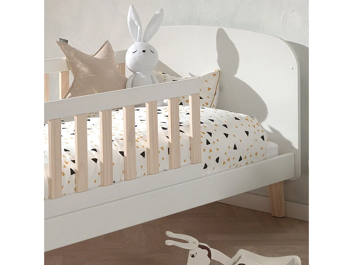 BODHI WHITE - Lit Junior 70x140cm Blanc avec Barrières