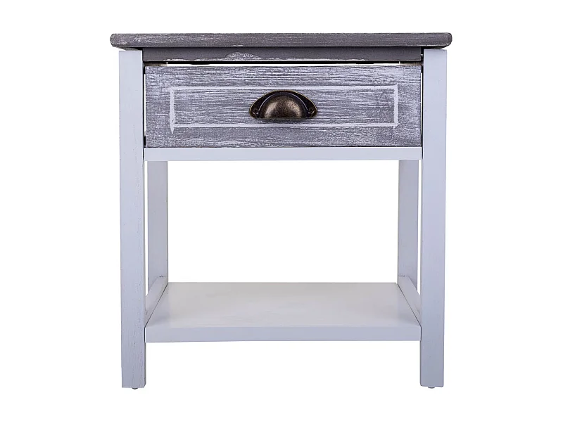 Mesa de cabeceira de madeira branca 40x29x42