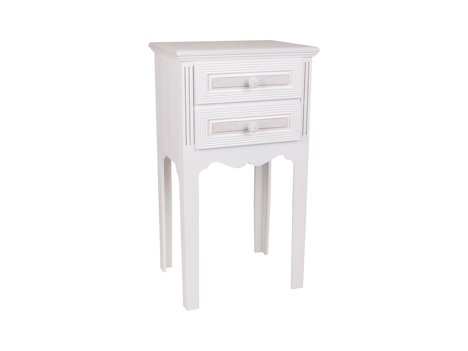 Mesita de noche de madera de 2 cajones blanco 38x28x69
