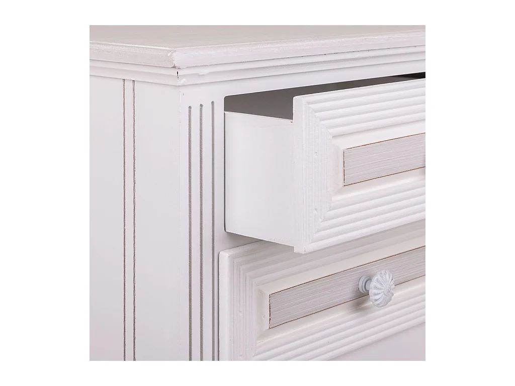 Mesita de noche de madera de 2 cajones blanco 38x28x69