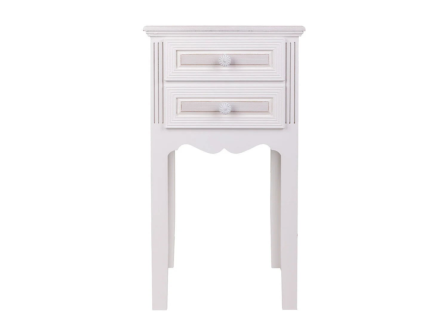 Table de chevet en bois avec 2 tiroirs blancs 38x28x69.