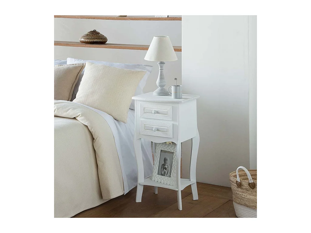 Nachttisch aus Holz mit 3 Schubladen weiß 41x33,5x68.