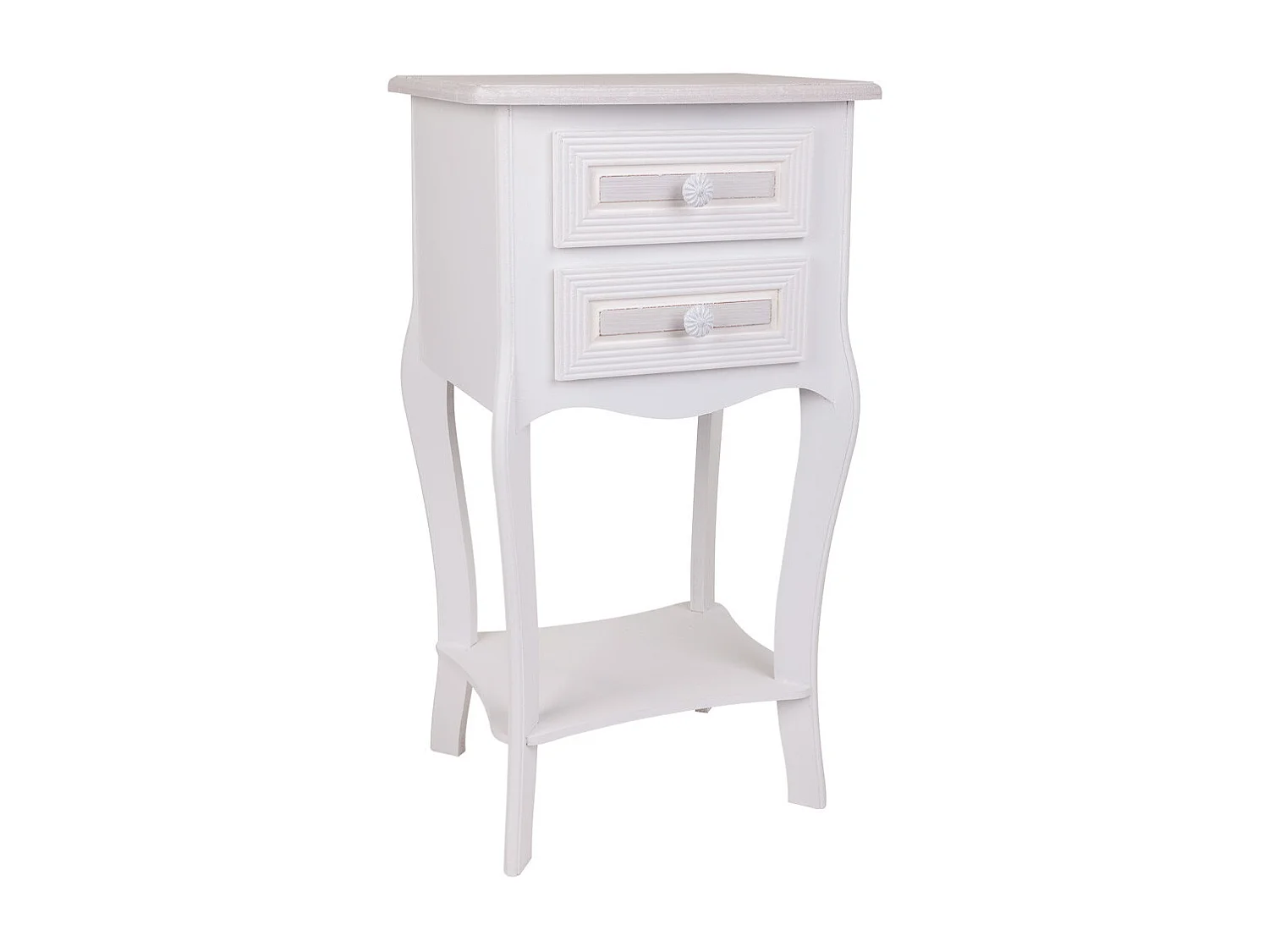 Mesa de cabeceira de madeira com 2 gavetas branca 38x31,5x71