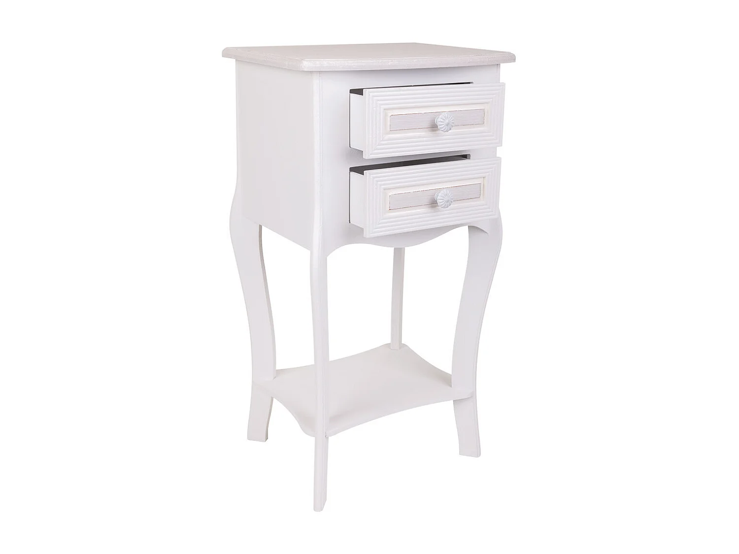 Mesa de cabeceira de madeira com 2 gavetas branca 38x31,5x71