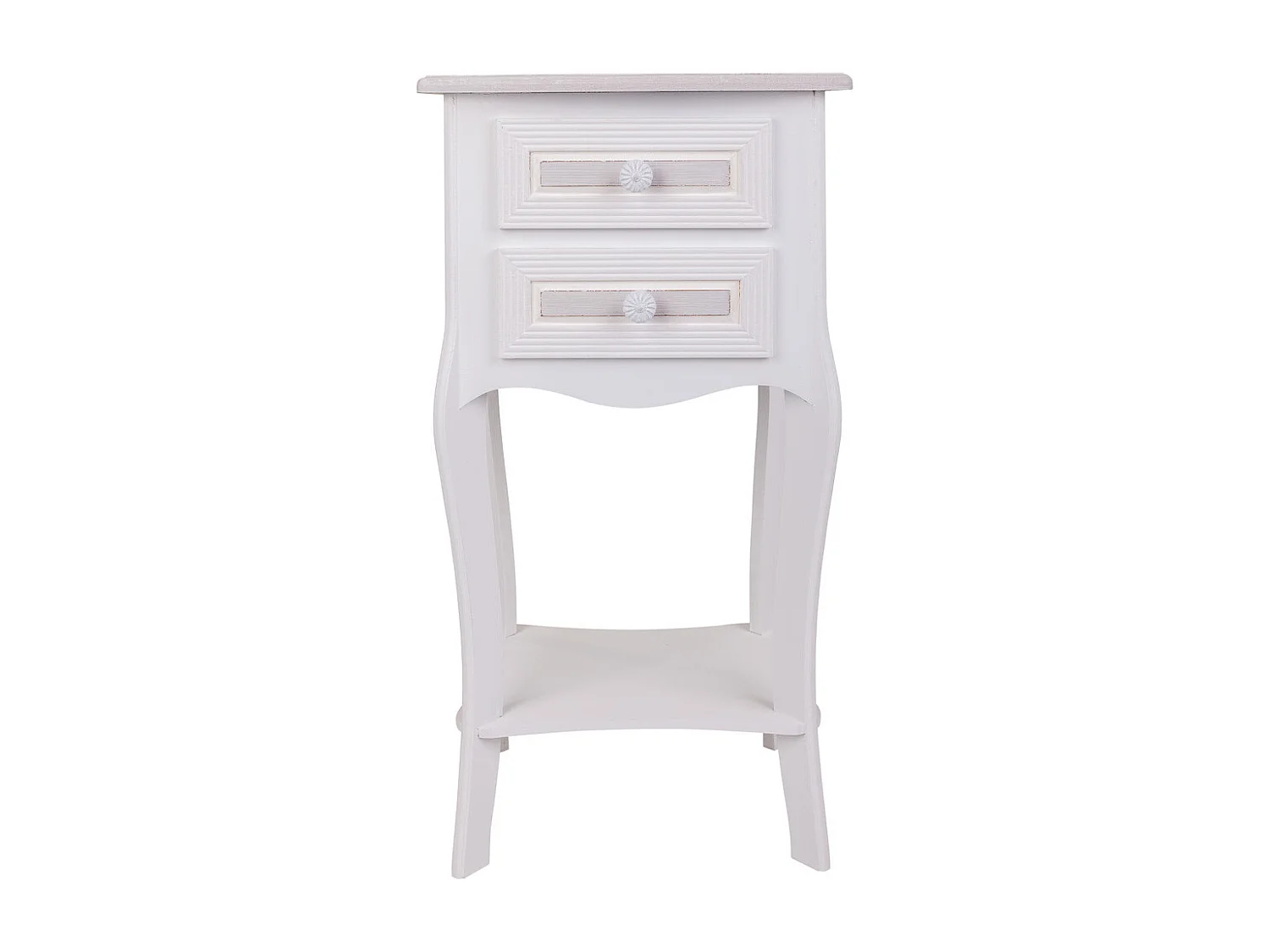 Mesa de cabeceira de madeira com 2 gavetas branca 38x31,5x71