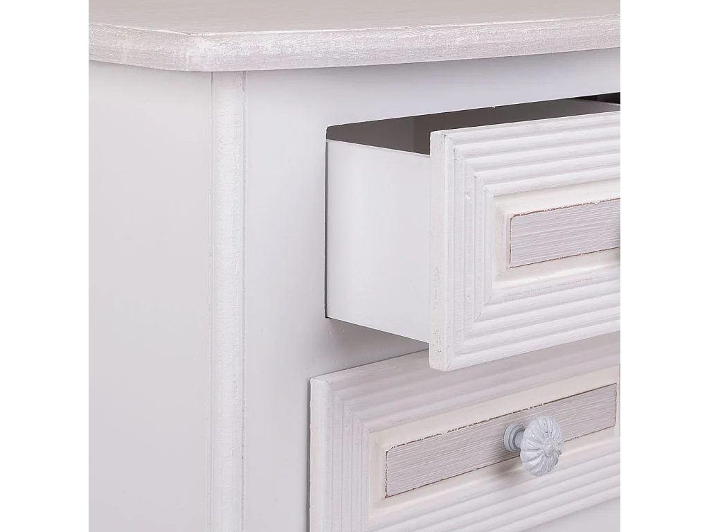 Mesa de cabeceira de madeira com 2 gavetas branca 38x31,5x71