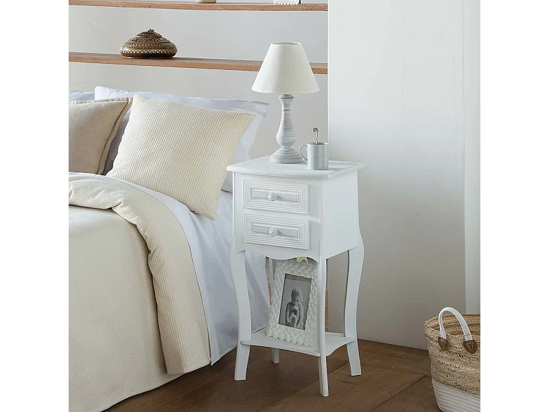 Nachttisch aus Holz mit 3 Schubladen weiß 41x33,5x68.