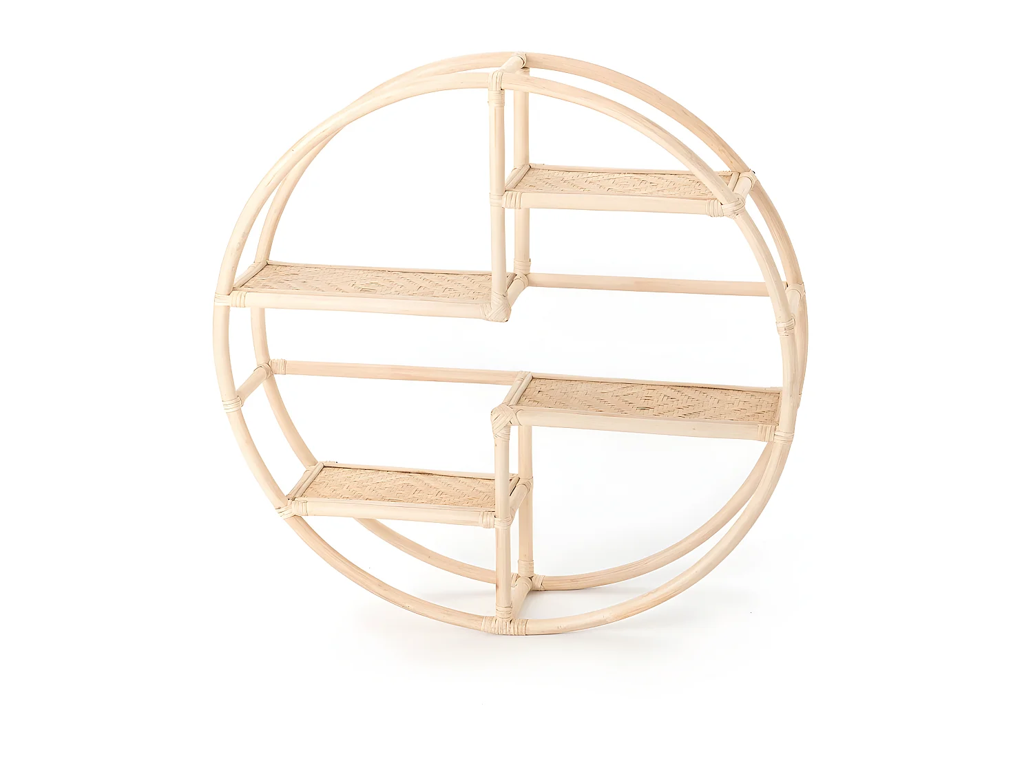 Étagère ronde en rotin et bambou 90 cm