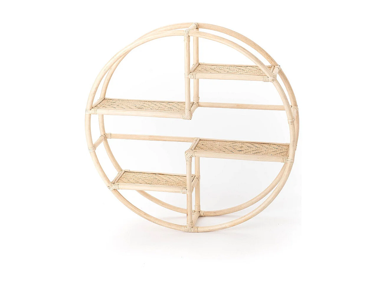 Étagère ronde en rotin et bambou 90 cm