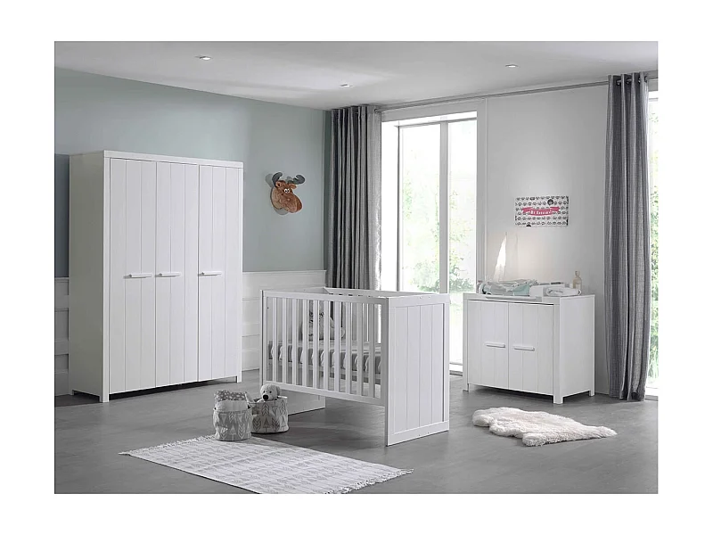 GASTON - Pack Lit Bébé 60x120cm + Commode + Armoire 3P