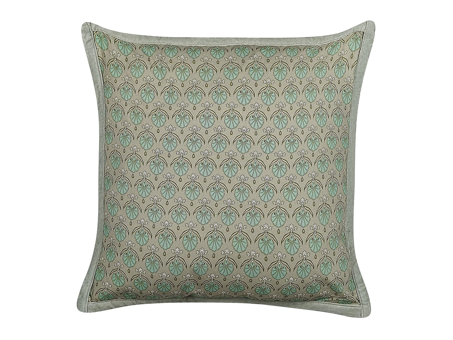 Coussin PICTUS Velours 45 x 45 cm Vert Motif de plante
