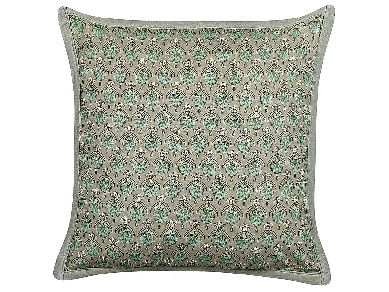 Almofada decorativa PICTUS Veludo 45 x 45 cm Verde Padrão de plantas