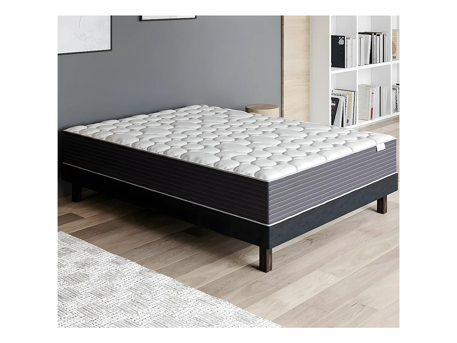 Ensemble matelas mémoire + sommier 90x190 Memo HR Hbedding - Mousse ergo, mousse HR 35kg et mousse effet mémoire de forme