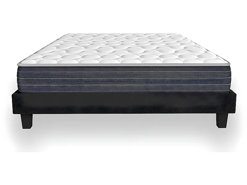 Ensemble matelas mémoire + sommier 90x190 Memo HR Hbedding - Mousse ergo, mousse HR 35kg et mousse effet mémoire de forme