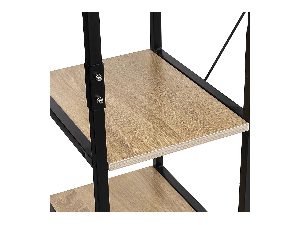 Penderie "5 Étagères" 170cm Noir & Naturel