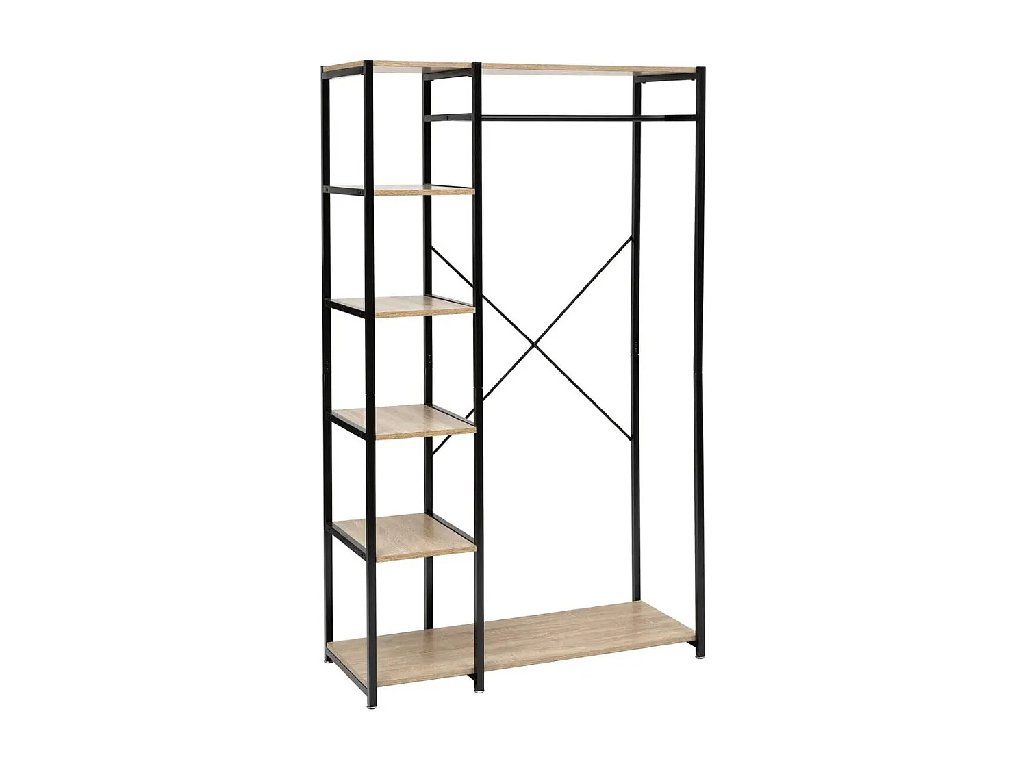 Aliaj Open Dresser Room 5 Prateleiras 1 Bar Carvalho Preto Claro 100x169 cm