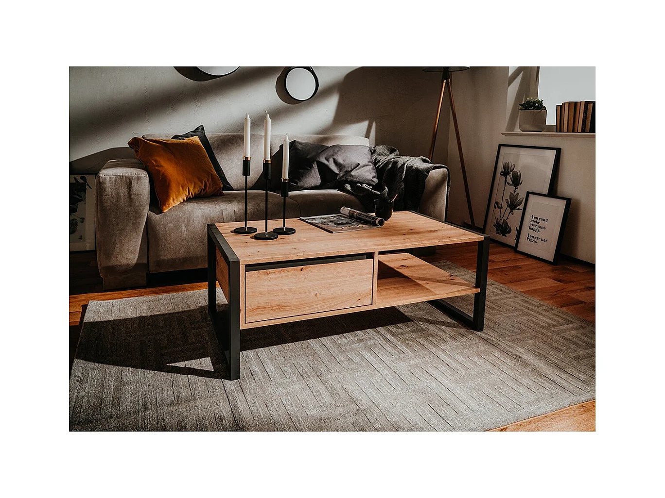 Mesa de centro Denver 55 roble artesanal y gris antracita