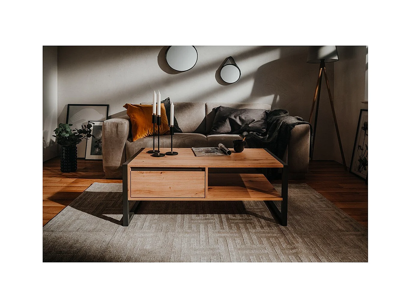 Mesa de centro Denver 55 roble artesanal y gris antracita